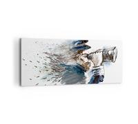 Quadro su Tela 100x40cm testa illusione binocolo uomo Stampe Immagini Murale
