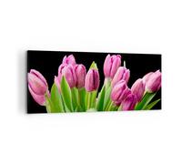 Quadro su Tela 100x40cm Tulipani Bouquet rugiada gocce Stampe Immagini Murale