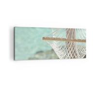Quadro su Tela 100x40cm Viaggio amaca tropico spiaggia Stampe Immagini Murale