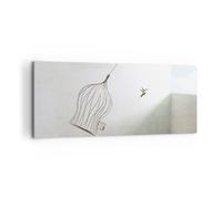 Quadro su Tela 100x40cm Volo uccello gabbia Stampe Immagini Quadri Murale
