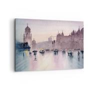 Quadro su Tela 100x70cm Acquarello città monumenti storici Stampe Murale