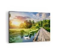 Quadro su Tela 100x70cm Stampe da Parete architettura lungomare Cigno Paesaggio Grandi Decorazione Murale Camera da Letto 1 pezzo Quadri Moderni Soggiorno Immagini Wall Art Canvas AA100x70-3179