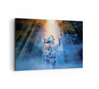 Quadro su Tela 100x70cm Astronauta Luce Cosmo Stampe Immagini Quadri Murale