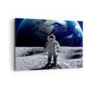 Quadro su Tela 100x70cm Astronauta Luna Terra spazio Stampe Immagini Murale
