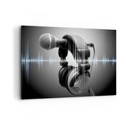 Quadro su Tela 100x70cm Audio microfono musica studio Stampe Immagini Murale