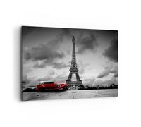 Quadro su Tela 100x70cm Automobile Eiffle Parigi città Stampe Immagini Murale
