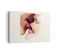 Quadro su Tela 100x70cm Bacio bocca coppia Stampe Immagini Quadri Moderni Murale
