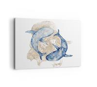 Quadro su Tela 100x70cm Balena acquerello oro Stampe Immagini Quadri Murale