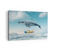 Quadro su Tela 100x70cm Balena Bambini Aereo Stampe Immagini Quadri Murale