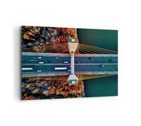 Quadro su Tela 100x70cm Bridge Siekierkowski Varsavia Stampe Immagini Murale