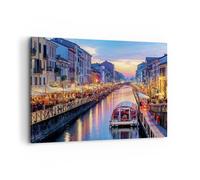Quadro su Tela 100x70cm Canale Grande Serata Stampe Immagini Quadri Murale