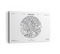 Quadro su Tela 100x70cm Carta Geografica Cracovia Polonia Stampe Immagini Murale