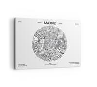 Quadro su Tela 100x70cm Carta Geografica Madrid Spagna Stampe Immagini Murale
