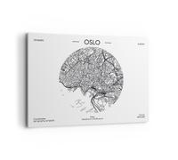 Quadro su Tela 100x70cm Carta Geografica Oslo Norvegia Stampe Immagini Murale