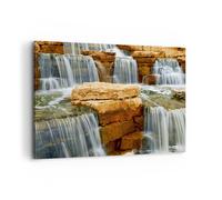 Quadro su Tela 100x70cm Cascata Pietre Acqua Stampe Immagini Quadri Murale