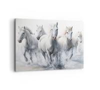 Quadro su Tela 100x70cm Cavalli Animali Acquerello Stampe Immagini Quadri Murale