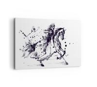 Quadro su Tela 100x70cm Cavallo cavaliere storia equitazione Stampe Murale