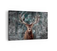 Quadro su Tela 100x70cm Cervi Cervi Inverno Stampe Immagini Quadri Murale