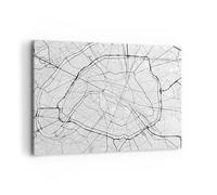 Quadro su Tela 100x70cm Città mappa Parigi Stampe Immagini Quadri Moderni Murale