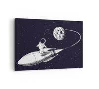 Quadro su Tela 100x70cm Cosmo Un Razzo Spaziale Bambini Stampe Immagini Murale