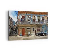 Quadro su Tela 100x70cm Cuba L'Avana balcone Stampe Immagini Quadri Murale