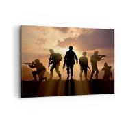 Quadro su Tela 100x70cm Esercito Armi Sole militare Stampe Immagini Murale
