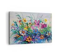 Quadro su Tela 100x70cm Fiori I Colori Impasto Stampe Immagini Quadri Murale