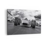 Quadro su Tela 100x70cm Formula 1 in bianco e nero Stampe Immagini Quadri Murale