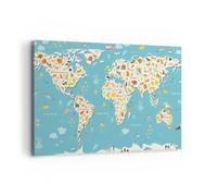 Quadro su Tela 100x70cm geografia globo grafico illustrazione Stampe Murale