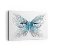 Quadro su Tela 100x70cm illustrazione fronte farfalla ciglio Stampe Murale