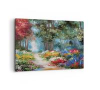 Quadro su Tela 100x70cm Impressionismo Natura Foresta Stampe Immagini Murale