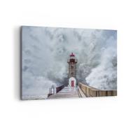 Quadro su Tela 100x70cm Lanterna Mare Tempesta Stampe Immagini Quadri Murale