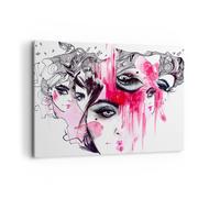 Quadro su Tela 100x70cm Le donne volti occhi illustrazione Stampe Murale
