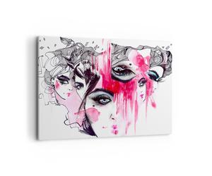 Quadro su Tela 100x70cm Le donne volti occhi illustrazione Stampe Murale