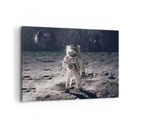 Quadro su Tela 100x70cm Luna Terra Astronauta Stampe Immagini Quadri Murale