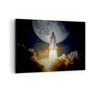 Quadro su Tela 100x70cm Luna Un Razzo Spaziale Nasa Stampe Immagini Murale