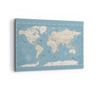 Quadro su Tela 100x70cm Mappa Del Mondo Vintage Grunge Stampe Immagini Murale