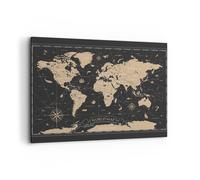 Quadro su Tela 100x70cm Stampe da Parete Mappa Del Mondo Vintage Retrò Grandi Decorazione Murale Camera da Letto Cucina 1 pezzo Quadri Moderni Soggiorno Grafica Immagini Wall Art Canvas AA100x70-5430