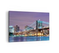Quadro su Tela 100x70cm Metropoli fiume ponte storia Stampe Immagini Murale