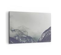Quadro su Tela 100x70cm Montagne foreste nebbia Stampe Immagini Quadri Murale