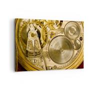 Quadro su Tela 100x70cm Orologio orologio meccanismo ottone Stampe Murale