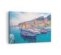 Quadro su Tela 100x70cm Porto barche i colori Stampe Immagini Quadri Murale