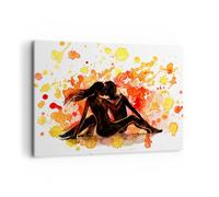 Quadro su Tela 100x70cm Relazione di coppia bacio multicolore luna di miele