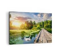 Quadro su Tela 100x70cm architettura lungomare Cigno Paesaggio Stampe Murale
