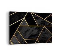 Quadro su Tela 100x70cm Stampe da Parete Astrazione Oro Nero Grandi Decorazione Murale Camera da Letto Cucina 1 pezzo Quadri Moderni Soggiorno Grafica Immagini Wall Art Canvas AA100x70-4358
