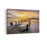 Quadro su Tela 100x70cm Stampe da Parete baltico mare frangiflutti Paesaggio Grandi Decorazione Murale Camera da Letto 1 pezzo Quadri Moderni Soggiorno Grafica Immagini Wall Art Canvas AA100x70-3092