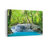 Quadro su Tela 100x70cm Stampe da Parete Cascata Foresta ambiente Grandi Decorazione Murale Camera da Letto Cucina 1 pezzo Quadri Moderni Soggiorno Grafica Immagini Wall Art Canvas AA100x70-2664
