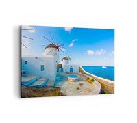 Quadro su Tela 100x70cm Stampe da Parete Grecia isola costa casa Grandi Decorazione Murale Camera da Letto Cucina 1 pezzo Quadri Moderni Soggiorno Grafica Immagini Wall Art Canvas AA100x70-2424