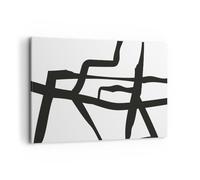 Quadro su Tela 100x70cm Stampe da Parete Linea Bianco E Nero Astrattismo Grandi Decorazione Murale Camera da Letto 1 pezzo Quadri Moderni Soggiorno Grafica Immagini Wall Art Canvas AA100x70-5899