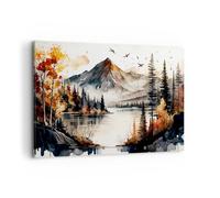 Quadro su Tela 100x70cm Stampe da Parete Natura Visualizzazione Montagne Grandi Decorazione Murale Camera da Letto 1 pezzo Quadri Moderni Soggiorno Grafica Immagini Wall Art Canvas AA100x70-5783
